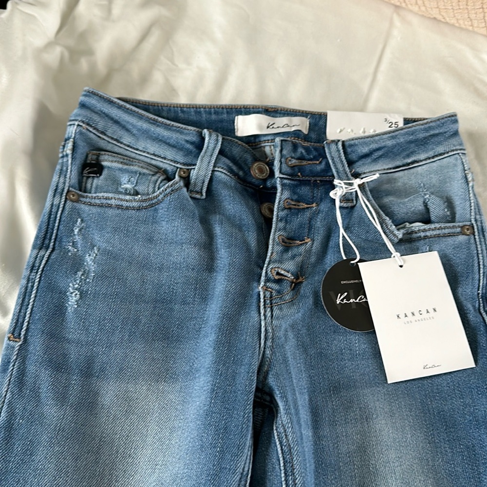 Kaplan mid rise button front flare denim vici